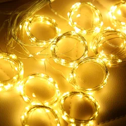 Guirlande lumineuse rideau en fil de cuivre féerique RGB, guirlande lumineuse scintillante, alimentée par USB, pour intérieur salon chambre à coucher, décor de fête 