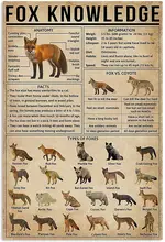 

Vintage Aluminum Signs Decor Fox Knowledge,Wall Art Retro Tin Sign Metal Poster for Home Bar Cafe Metal Tin Sign Wall Decor