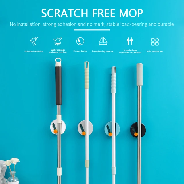 Falra Szerelt Állítható, Nem Jelöléssel Ellátott Matrica Seprű Mop Klip Többcélú Függő Kliphorog - Image 3