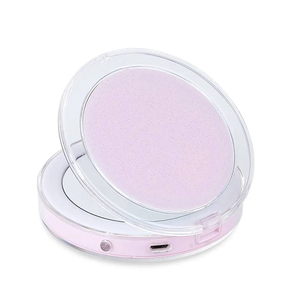 

Women Foldable Makeup Mirrors Sensor LED Lights Lady Cosmetic Hand Mirrors With USB Cable New Arrival