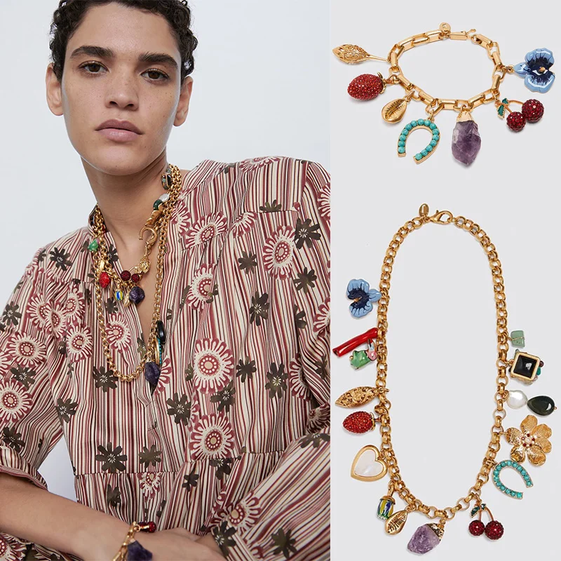 Женское ожерелье с подвеской в виде вишни Boho ZA фруктового камня пляжные