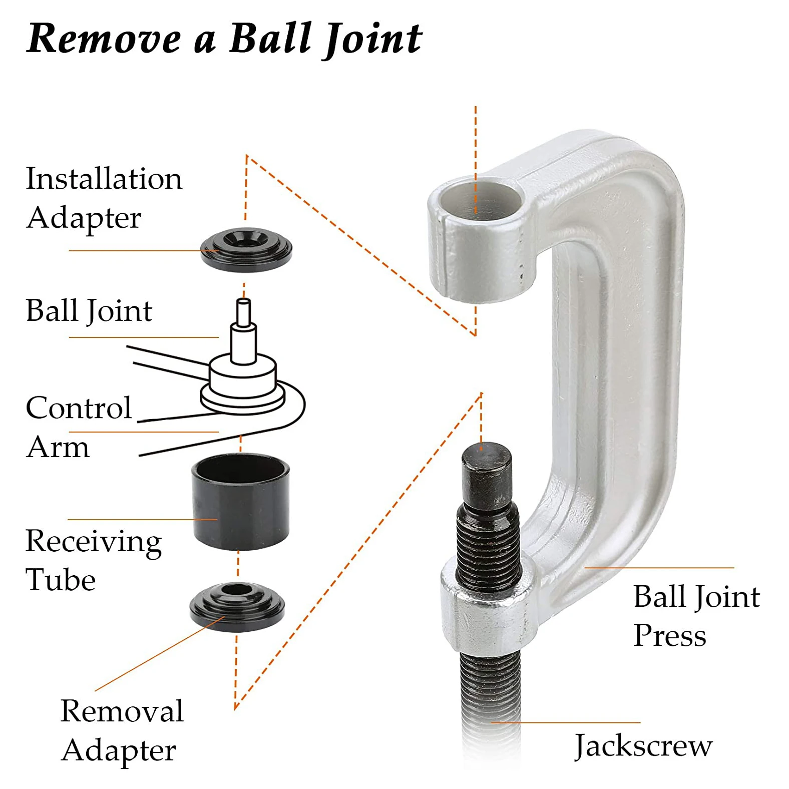 US $58.76 21PCS Ball Joint Separator Arm Puller Remover Ball Extractor Universal Press Adapter Ball Joint Removal Tool Set