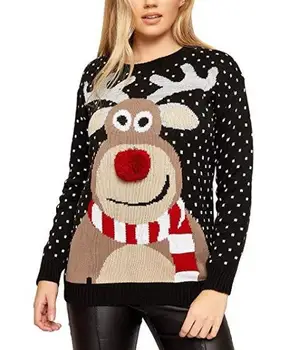 

Christmas Deer Sweaters Loose Sweater Pullovers Autumn Winter Women Long Sleeve Knitted Pullover