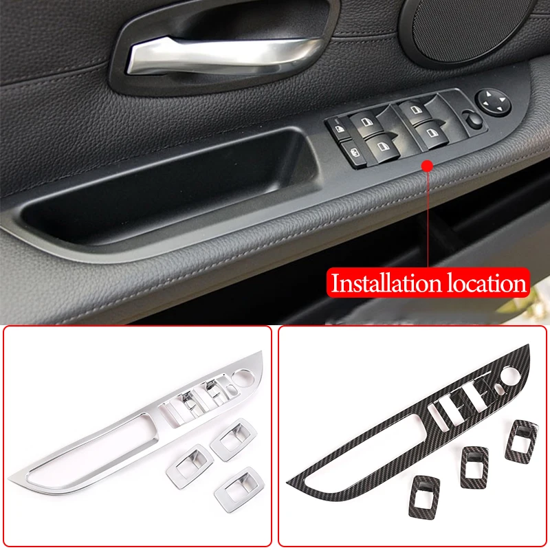 

Car Window Lifter Switch Button Decoration Frame Cover Trim Part ABS Plastic For BMW 5 Series E60 2006-2010 Interior Accessories