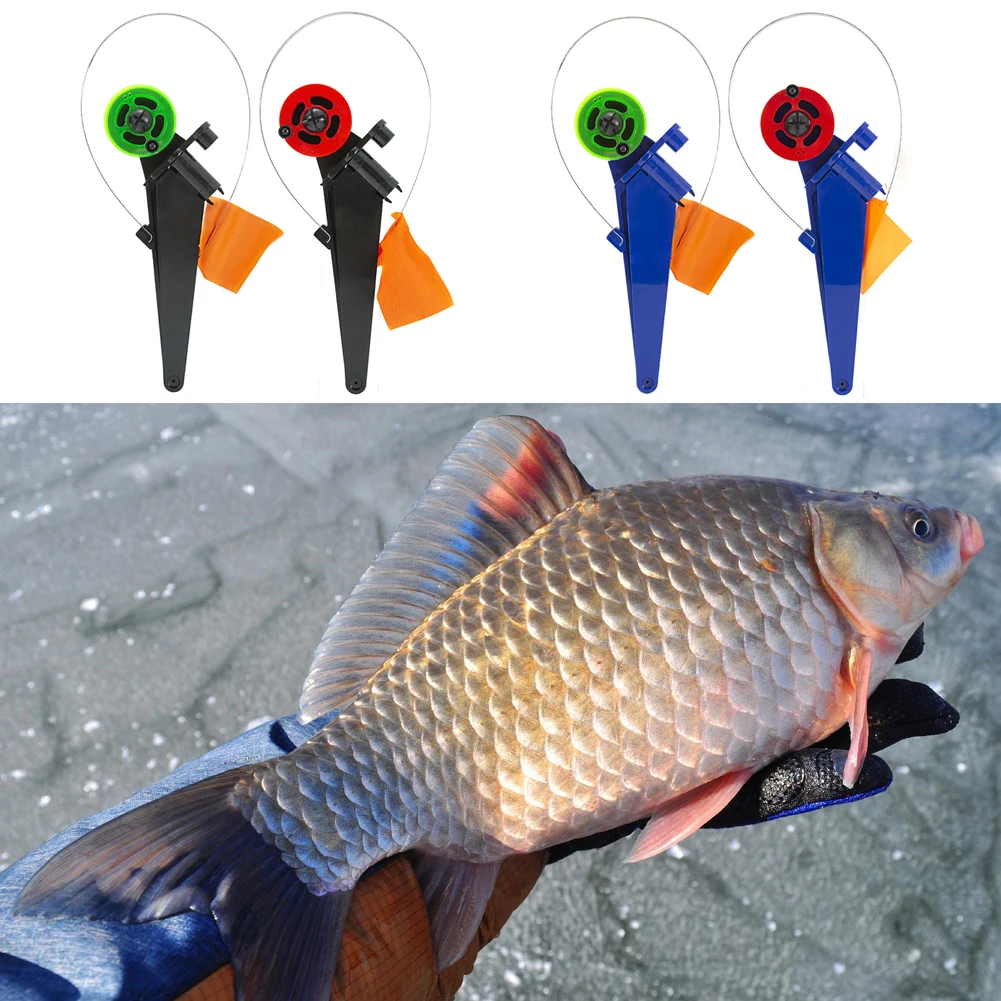 2Pcs Fishing Pole Flag Ice Fishing Rod Tip-up Fishing Safety Flag Base Mount Angler Tackle Accessory new
