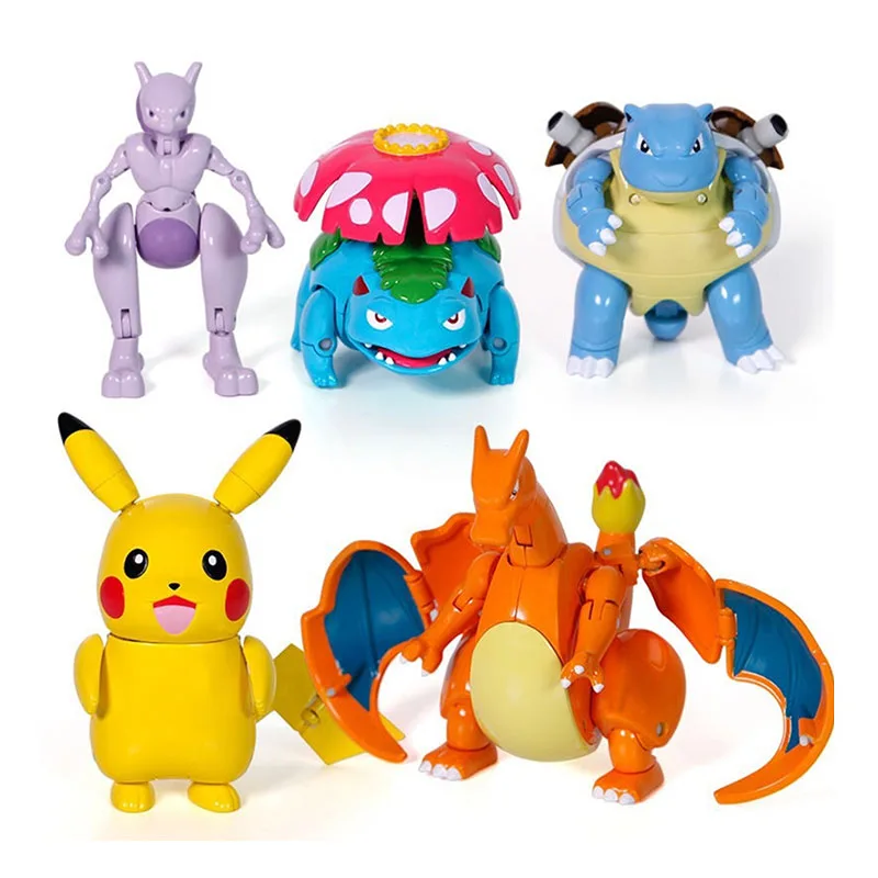 Takara Tomy Покемон тыкать деформация мяч Фигурки игрушки Пикачу Чаризард Mewtwo Сквиртл