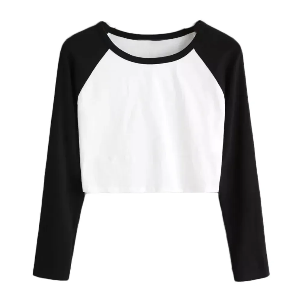 

2019 Autumn Plus Size Women Daily Casual Long Sleeve Solid Patchwork Stretchy Tops Shirt O Neck Simple Mujer De ModaC15