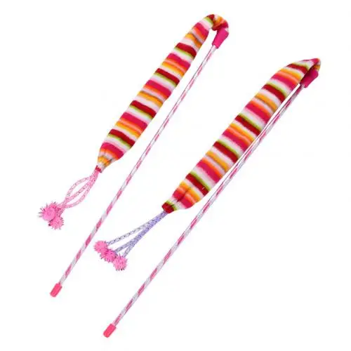 Rainbow Color Pet Teaser Striped Bell Play Stick Rod Wand Funny Interactive Sound Toy - Цвет: Rainbow Color