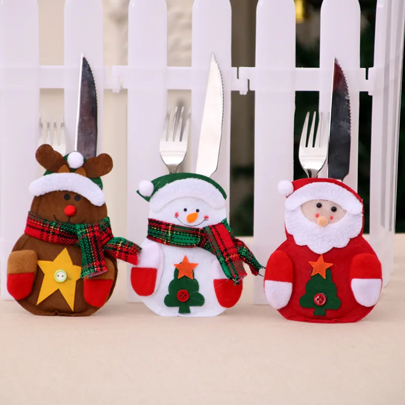 

Christmas Fork Spoon Cover Bags Knife Holder Cutlery Bag Tableware Cases Home Storage bag Christmas Decor 1PC Cute Multicolor