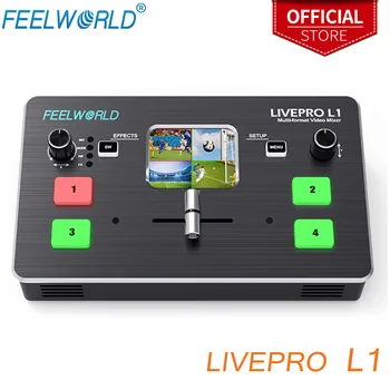 FEELWORLD-Mezclador de vídeo multiformato LIVEPRO L1, conmutador, 4 entradas HDMI, producción de múltiples cámaras, USB3.0, para transmisión en vivo, Youtube