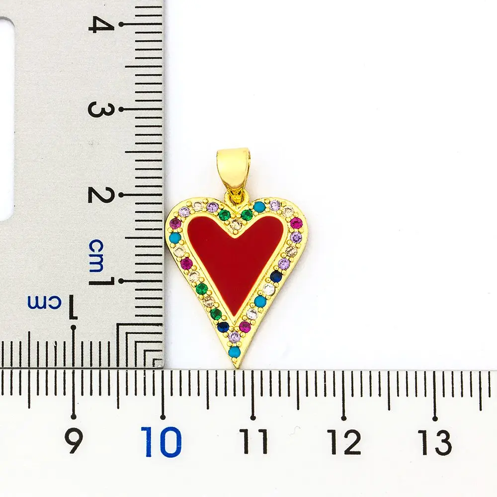 Classic Heart Pendant Necklaces Women Men Hip Hop Jewelry Red/Black/White Color Include Chain Rhinestone Necklace Gifts