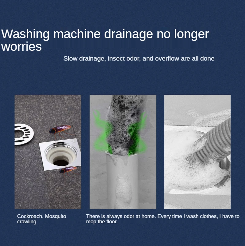 Floor Drain Filter Chrome-plated Basin Washing Machine Launching Deodorant Tee Elbow Floor Drain Interface Plastic Dual-purpose Double Drainage