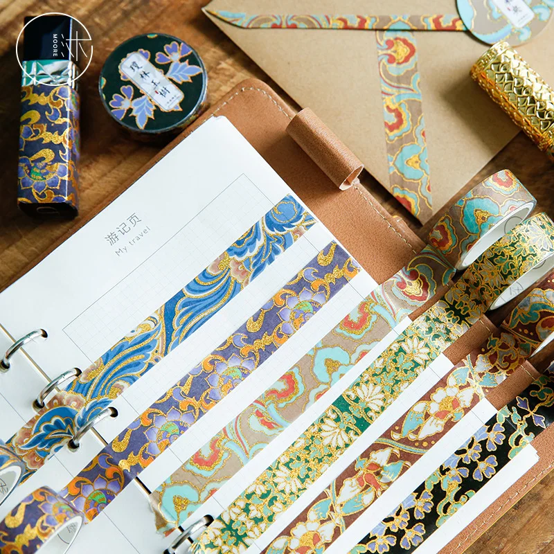 

1.5cm Gilding Creative Ancient Style Washi Tape Gradient Color Adhesive Tape DIY Scrapbooking Sticker Label Masking Tape