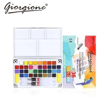 

18//24/36 Colors Giorgione Solid Watercolor Pigment Painting Set Portable Water Color Paint Kids Drawing Aquarelle Art Supplies