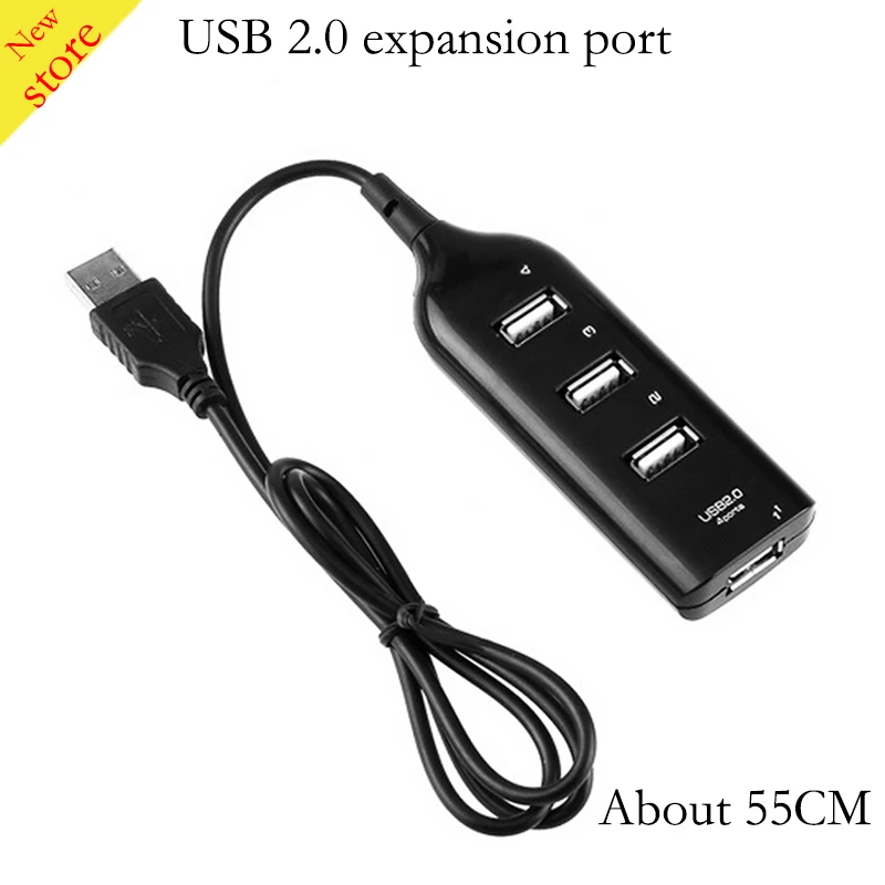 Hub extensor USB 2,0, 4 puertos, 55CM, adaptador para PC, portátil, Notebook, Accesorios de ordenador divisor USB de alta velocidad, blanco y negro