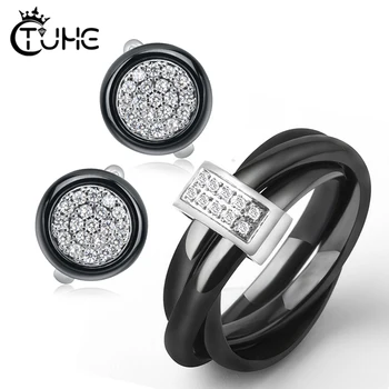 

Healthy Jewelry Three Cross Rings Circle U Shape Earrings Jewley Sets Gift Iced Out Bling Women Jewelry Sets Christmas Gift