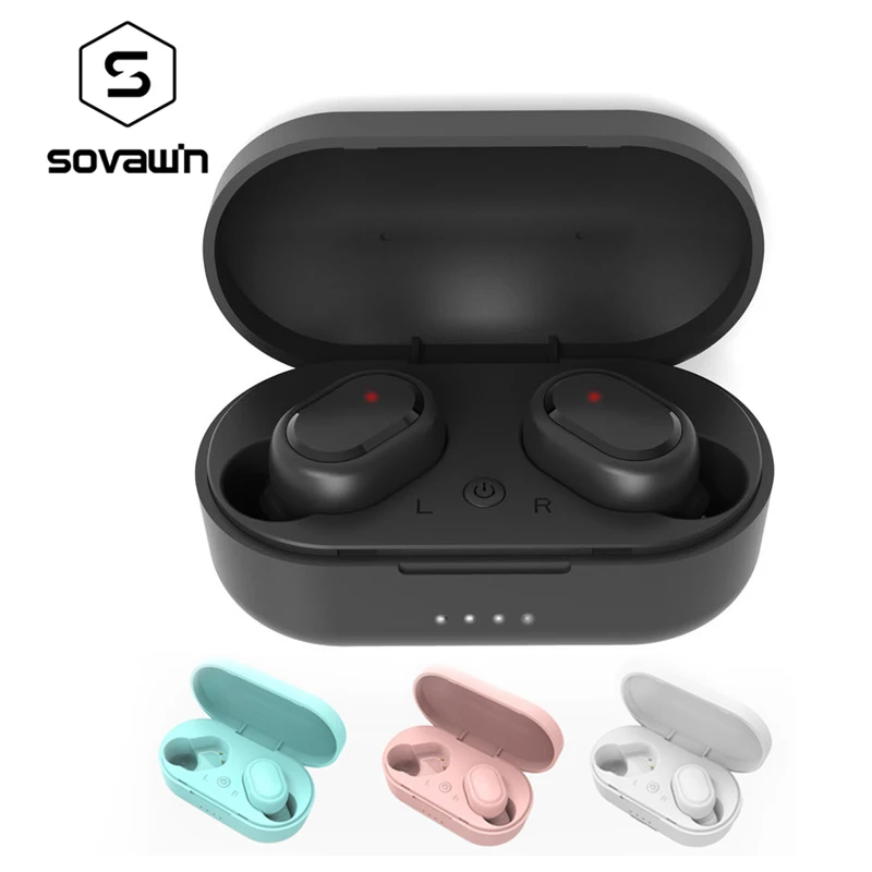 Наушники Sovawin TWS 5,0, беспроводные Bluetooth наушники, наушники, стерео спортивные беспроводные Bluetooth наушники с зарядной коробкой белого цвета