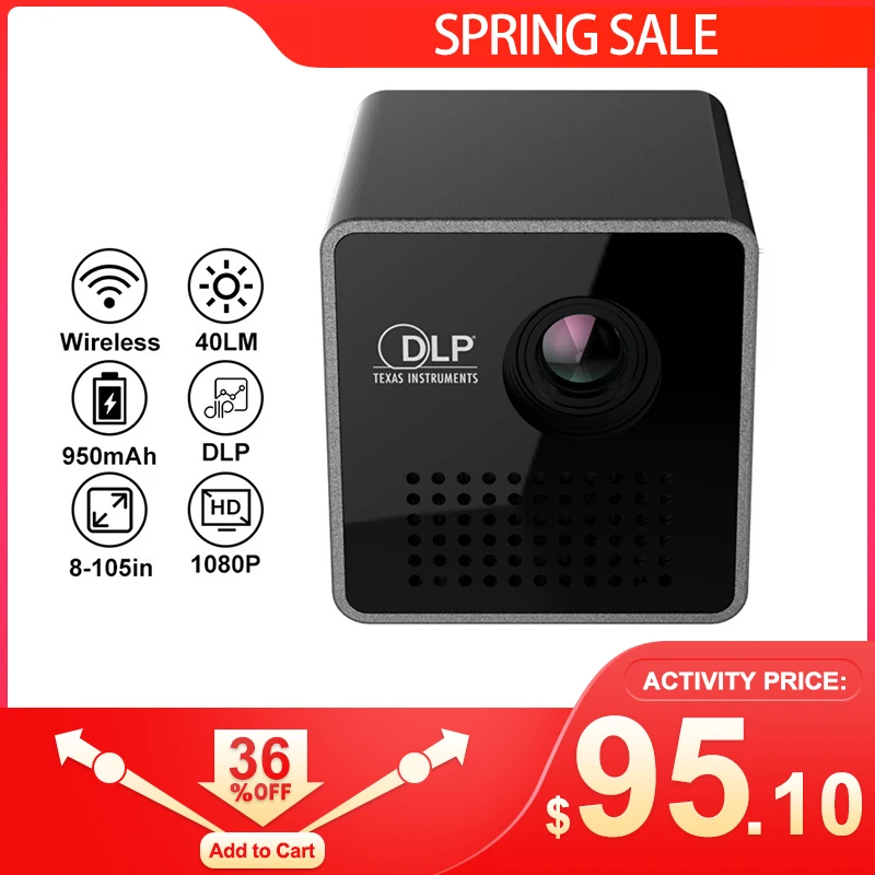 UNIC P1S WIFI Wireless Pocket DLP Mini Portable Projector 40 Ansi lumens Micro Miracast DLNA Video Projector UNIC P1 + H Wifi