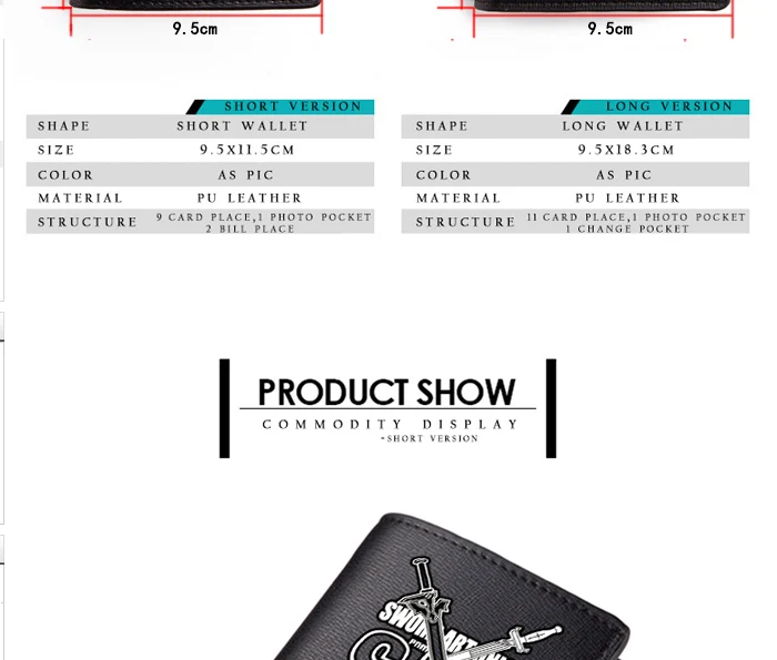 SAO Wallet Aniem Short PU Carteira Sword Art Online Wallets Yuuki Asuna for Girls Kids Kirigaya Kazuto  (2)