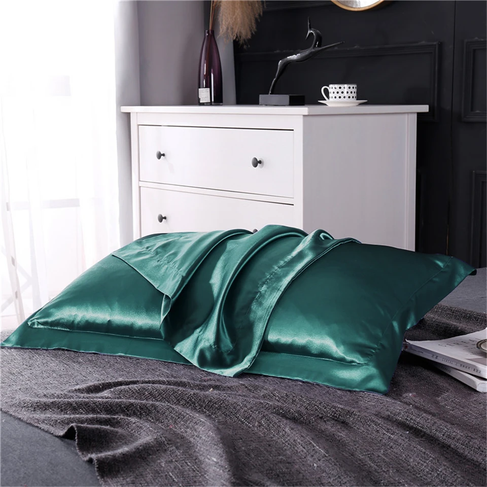 SlowDream Luxury White Nature Satin Silk Luxury Pillowcase Wholesale Queen King Silky Bed Pillow Case For Healthy Sleep