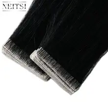 Neitsi-extensiones de cabello humano Remy, cinta de tejido de recubrimiento de PU recto, con adhesivos, 16 "20" 24 ", 20 piezas/40 Uds., envío rápido a través de FedEx