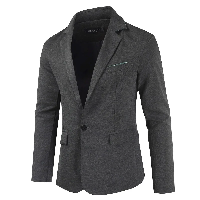 

Male blazer business casual solid color dot stitching simple repair class simple suit jacket men's high quality suit coat
