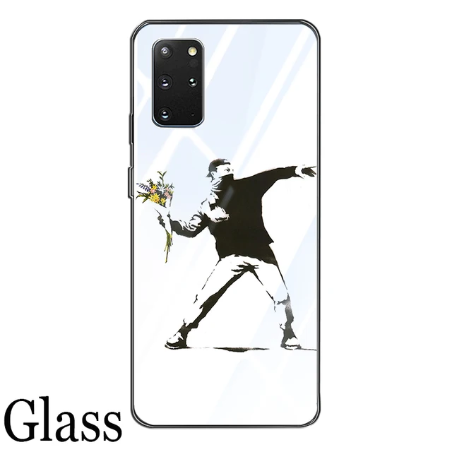 Banksy Art Glass Case for Samsung Galaxy S21 A51 S20 A50 A71 A70 S10 S9 S8 A21S M31 S10e A20 A30 Note 20 10 9 8 Lite Plus Ultra W1083