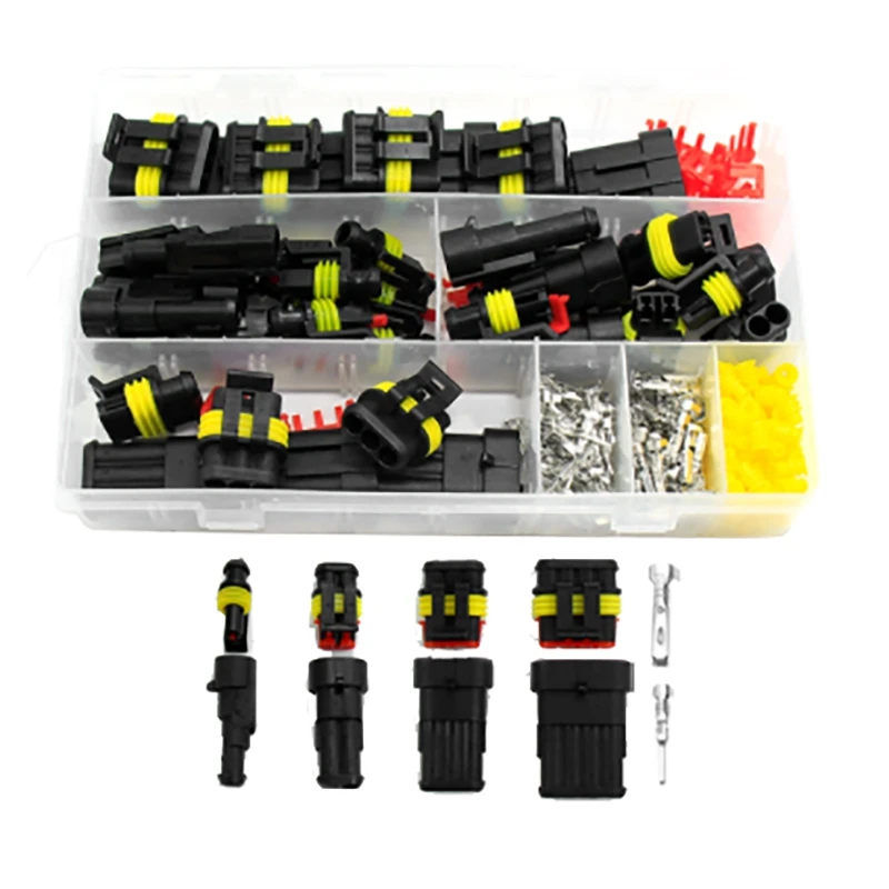 Waterproof Connectors Kit Automotive Solder Wire Quick Connector Electrical in Car Wiring Auto Seal Socket 1-6 Pin Plug 1 set 3 pin 13511996 automotive connector auto flex fuel sensor oil level sensor plug gt 150 wiring socket for bmw