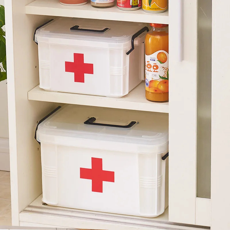 First Aid Kit Medicine Chest Holder Storage Box Multi-layer Emergency Kits Cabinet Security Safety Home Rangement Organizer