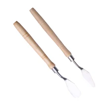 2 шт./компл. Портативный шпатель с деревянной ручкой Нержавеющая сталь смешивания искусство студент картина маслом профессиональный Палитра Ножи Нескользящие