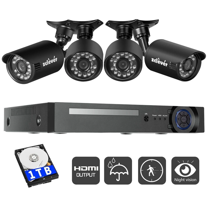 Zclever 8CH CCTV Системы 1200TVL охранных системах видеонаблюдения комплект 720P AHD DVR с 4/8 шт. Крытый Камера Ночное видение