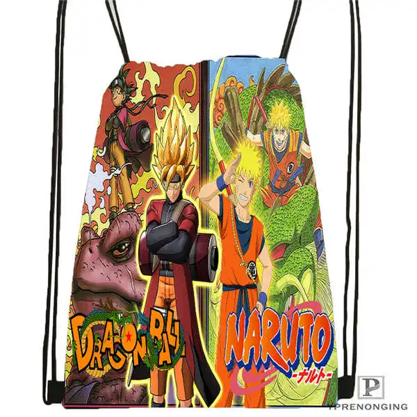 Drawstring Backpack Стикеры с Наруто мешок на шнурках с картинками из мультфильма сумка милый рюкзак для детей(черная спинка) 31x40 см#180612-02-27 - Цвет: Drawstring Backpack