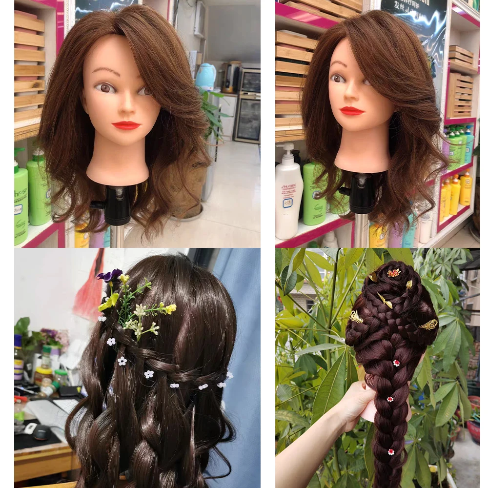 Mannequin Head Curly Human Hair Practice Braiding Styling Hairdressing  Training