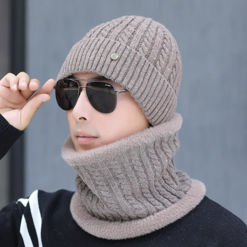 Бренд HANGYUNXUNHAO Skullies Beanies, мужские зимние шапки для мужчин, шарф, вязаная шапка, Beany, зимняя шапка, мужская шапка Gorro