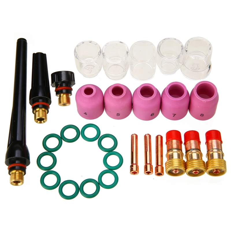 

31Pcs/Set Tig Welding Torch Accessories 6#~12# Glass Cup Kit Easy To Assemble For Wp-17/18/26 Torch Welding Accessories