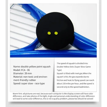 

Sport Durable Squash Ball Two-Yellow Dots Low Speed Official Sports Rubber Balls Professional Player Training Competition Squash