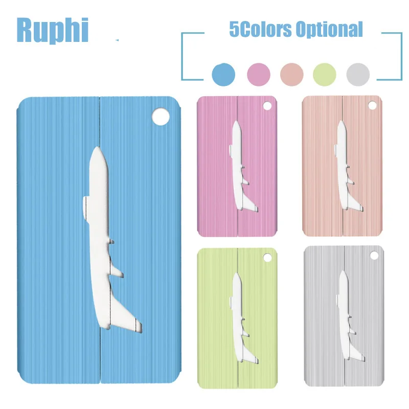 

Burnished Aluminum Travel Luggage Boarding pass tag set business Portable hang tag Suitcase ID Addres Holder with Pad Lock