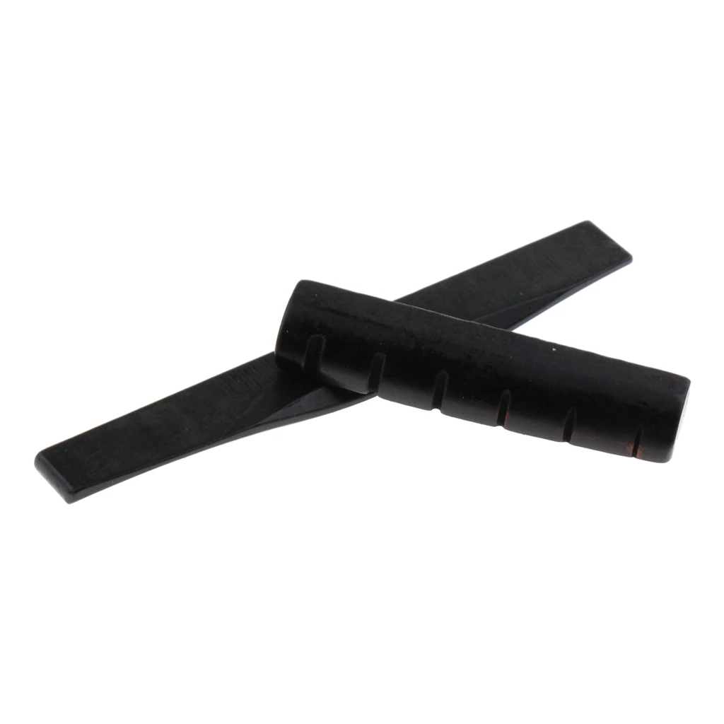2pcs/Set Black Camel  Guitar Bridge Saddle And Nut For Acoustic Guitar Replacement ,Made Of Real 