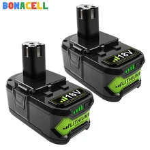 Bonacellリョービ6000用2600mah 18v P108リチウムイオン充電式電動工具バッテリー交換RB18L40 P107 P104 BIW180ツールbattreies