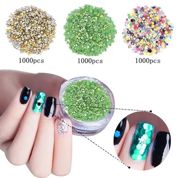 

3d Nail Art Colouful AB Rhinestones Resin Stones Round Flatback Non Hotfix Gems Color mixing Beads Nail Decoration Designs