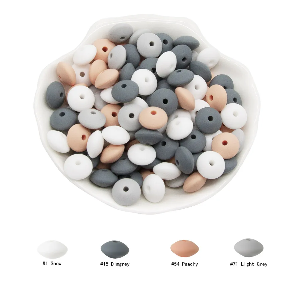 Cute-Idea 20Pcs Silicone Lentil Beads 12MM Baby Abacus Teething Beads BPA Free Newborn Baby Rodent Pacifier Chain Toy Baby goods