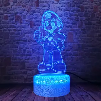 

Cute 3D Illusion LED Desk Desk Nightlight Colorful Changing Light Super Mario Cartoon Figura Toys