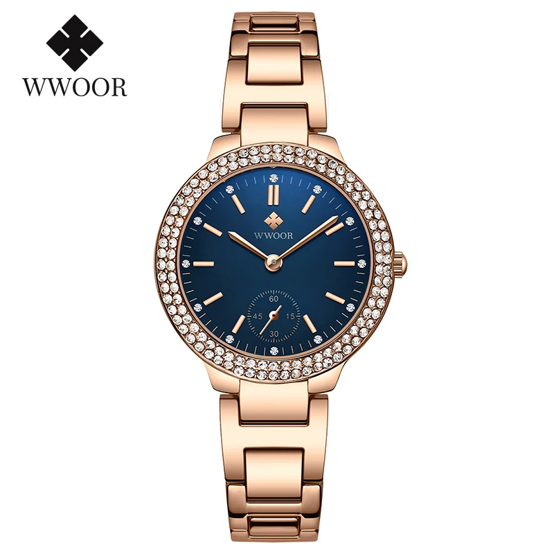 Часы WWOOR женские кварцевые брендовые роскошные стильные наручные часы из
