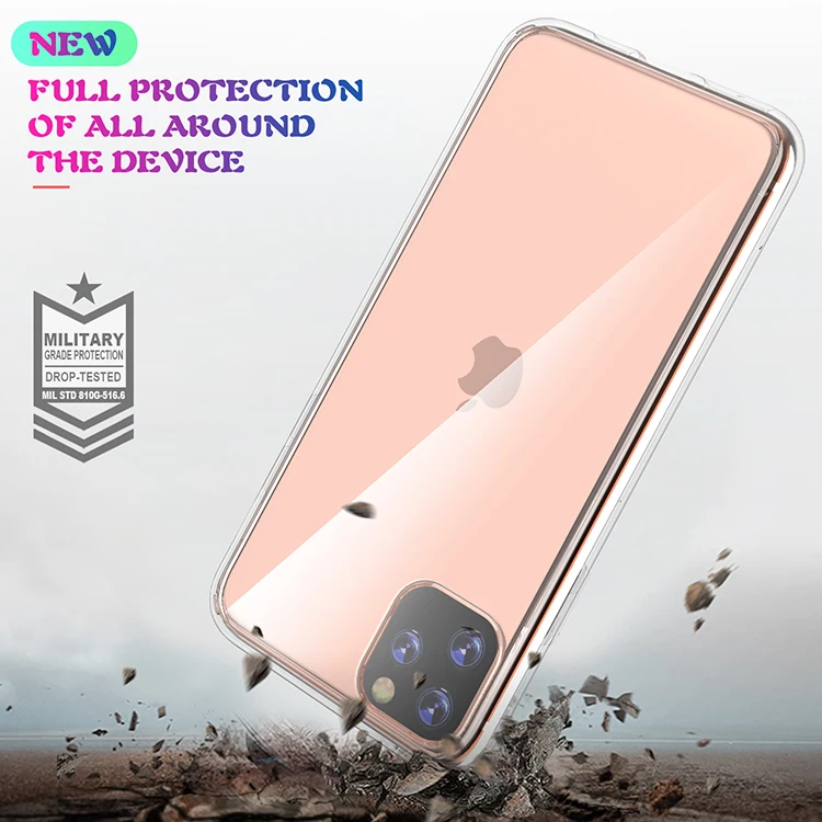 200 шт для iPhone 11 pro max чехол кристально чистый противоударный ТПУ+ жесткий акриловый чехол для iPhone 11 pro max