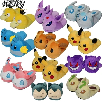 

IN 2020 New Anime Cartoon Pokemon Slippers Lovers Warm Woman Slippers Elf Ball Pikachu Go Plush Shoes Home House Slippers Child