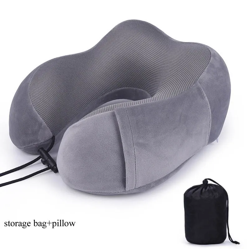 dark grey-2pcs U-образные подушки для шеи из пены с эффектом памяти, мягкие медленные подушки с эффектом отскока, шейные постельные принадлежности для здоровья, Прямая поставка, подушка для путешествий - Цвет: dark grey-2pcs