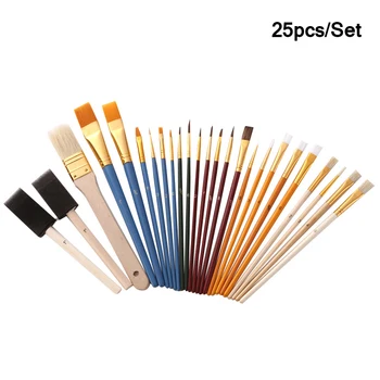 

25pcs/Set Gouache Paint Brushes Different Shape Multifunct Nylon Hair Painting Brush Set Art Supplies Watercolor Paint Brushes