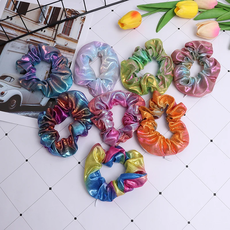 2020 New Novelty Designs Zipper Scrunchies Women Creative Laser Hairbands High Quality Pocket Scrunches With Zip