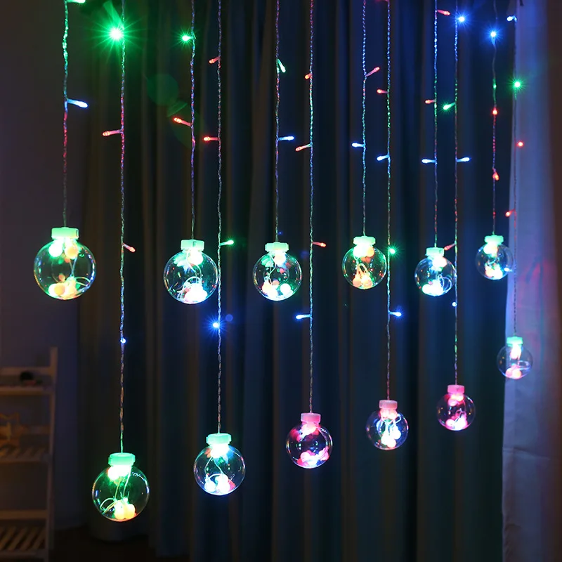 Шар желаний занавеска светильник Декор окна струнный светильник светодиодный Рождественский Декор для дома подвесная гирлянда Рождественская елка декор украшения