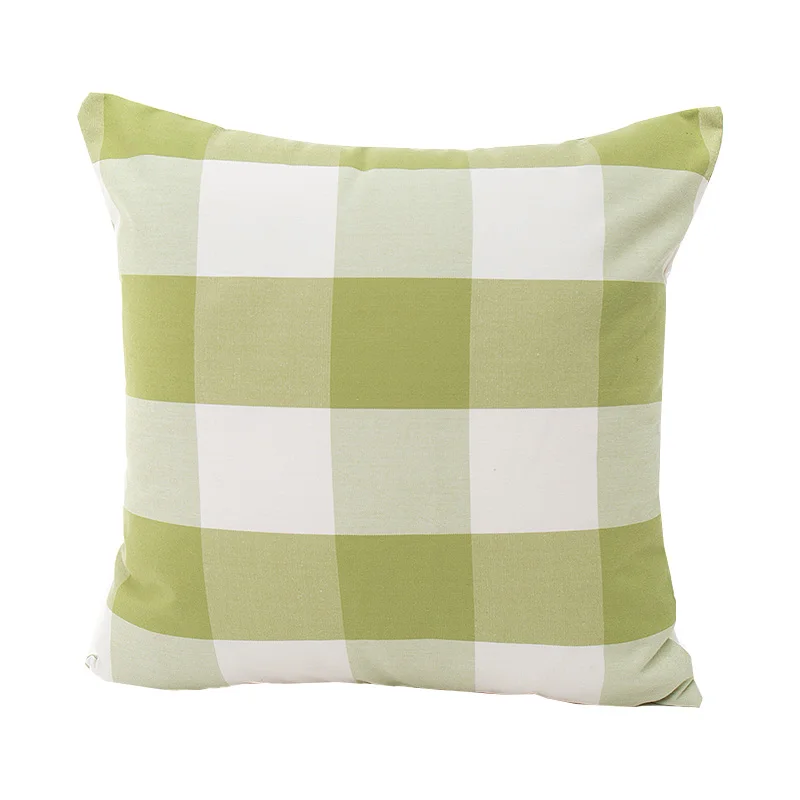 

new green plaid striped home sofa cushion covers 45*45cm without inner cotton funda cojin square lattice home pillow covers X75